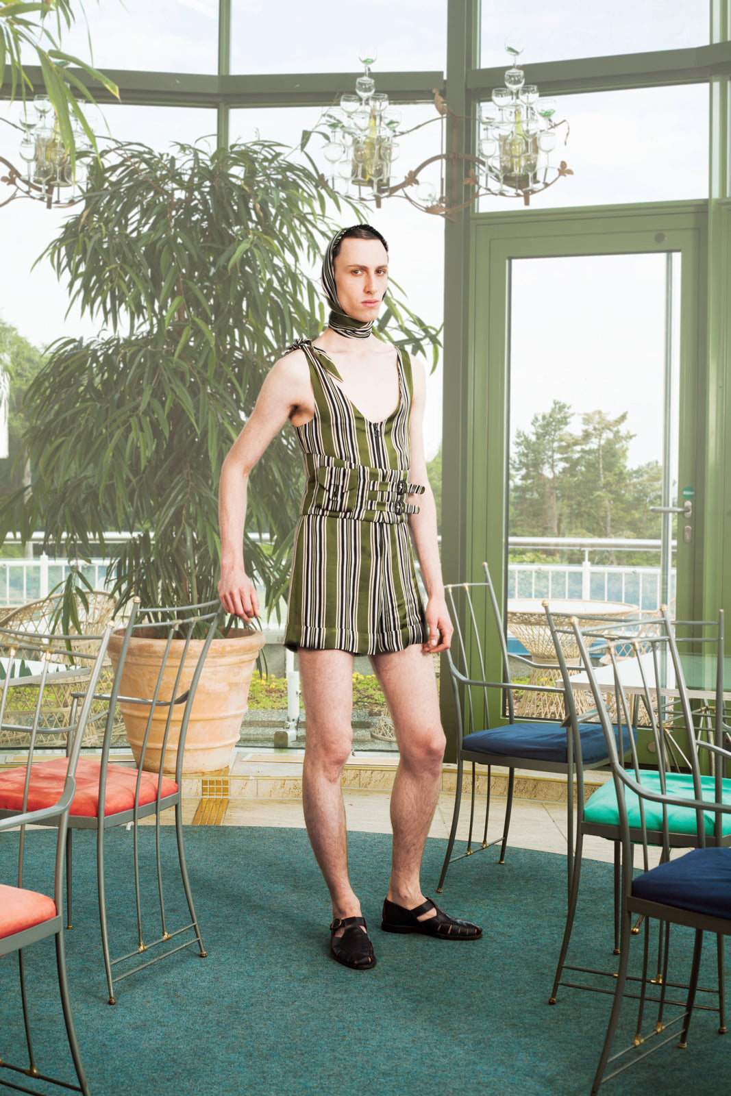 Green Striped Playsuit