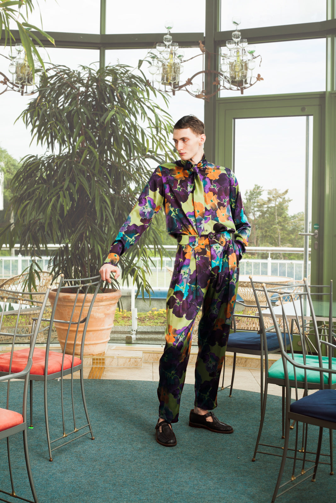 Floral Silk Trousers
