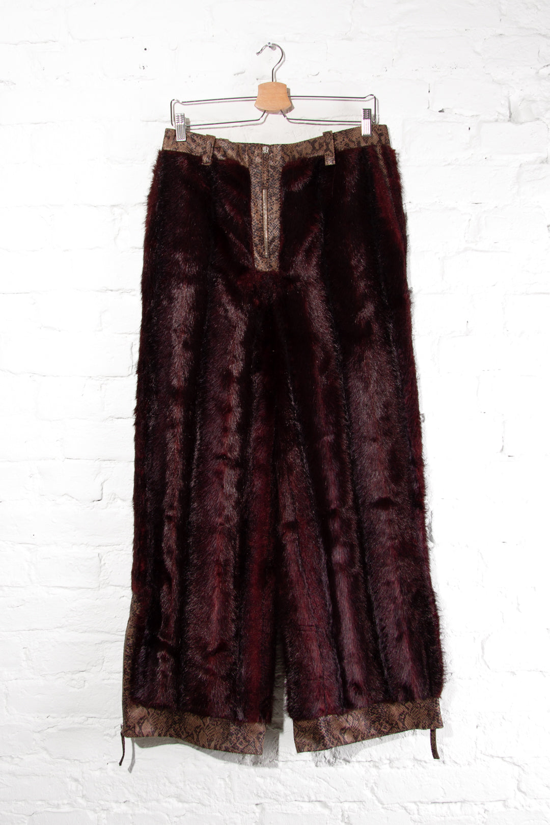 Red Faux Fur Trousers